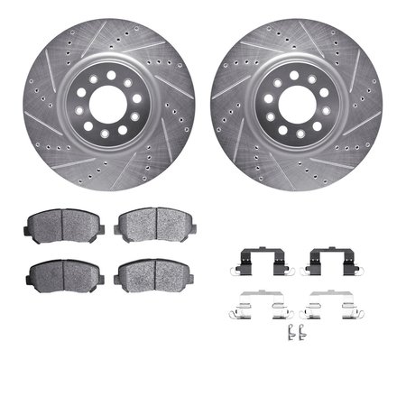 DYNAMIC FRICTION CO 7312-42041, Rotors-Drilled, Slotted-SLV w/3000 Series Ceramic Brake Pads incl. Hardware, Zinc Coat 7312-42041